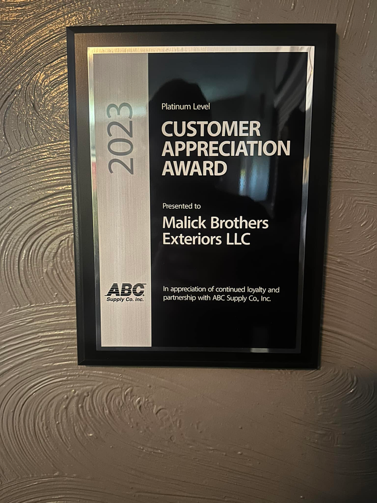 Malick Brothers Exteriors, the premier roofing company in Pittsburgh, PA, has been awarded the Platinum Level Customer Appreciation Award