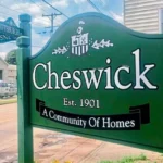 Cheswick Borough sign welcoming visitors to Cheswick, Pennsylvania. Featured on Malick Brothers Exteriors' Cheswick service area page, this image represents the local community where we provide expert roof repair, roof replacement, and roofing services.
