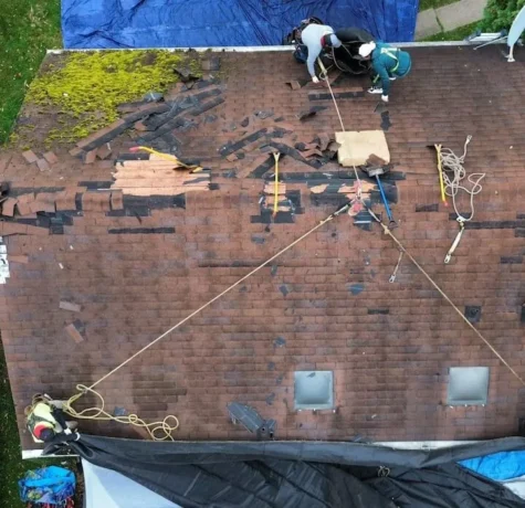 A home in Cranberry Township with a newly repaired roof by Malick Brothers Exteriors. Expert roof repair restored durability and weather protection, ensuring the home remains secure and visually appealing.