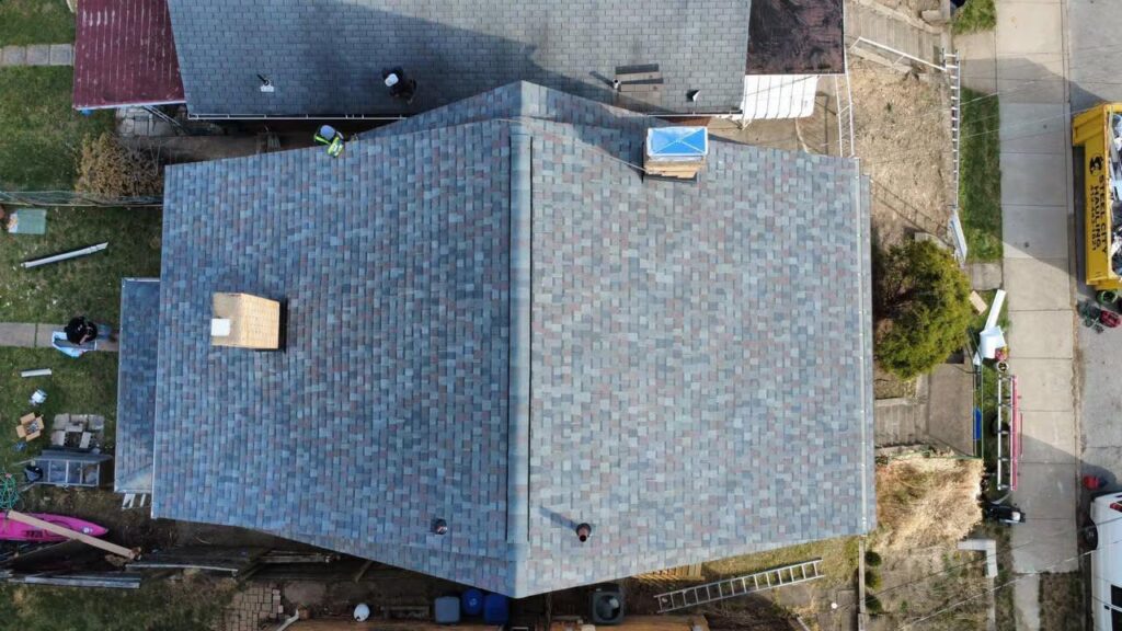 New roof installation by Malick Brothers Exteriors with ice and water shield underlayment for winter protection in Pittsburgh.