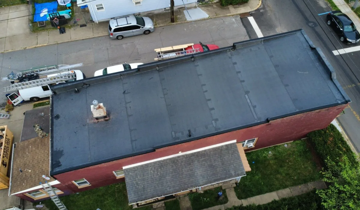 Commercial flat roof by Malick Brothers Exteriors in the Pittsburgh area