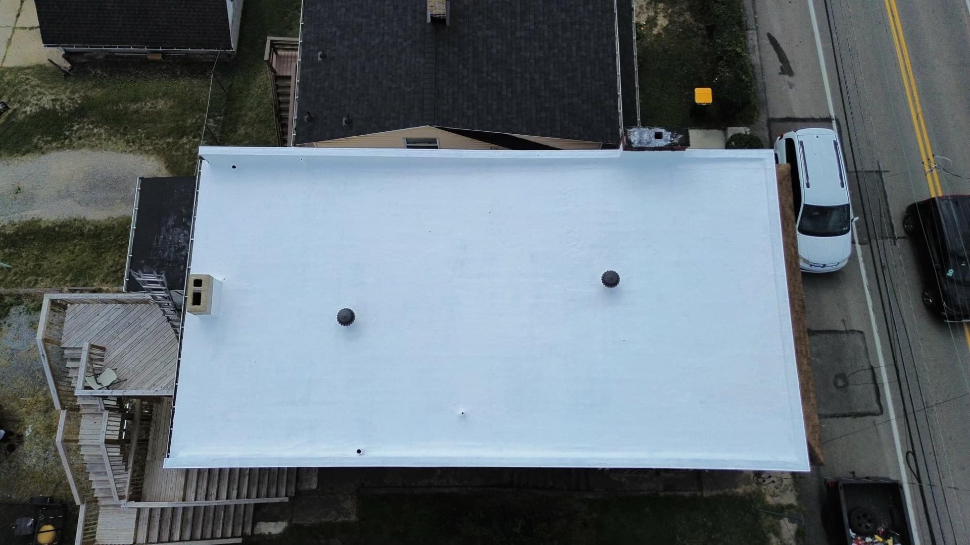 Commercial flat roof installed by Malick Brothers Exteriors in Pittsburgh