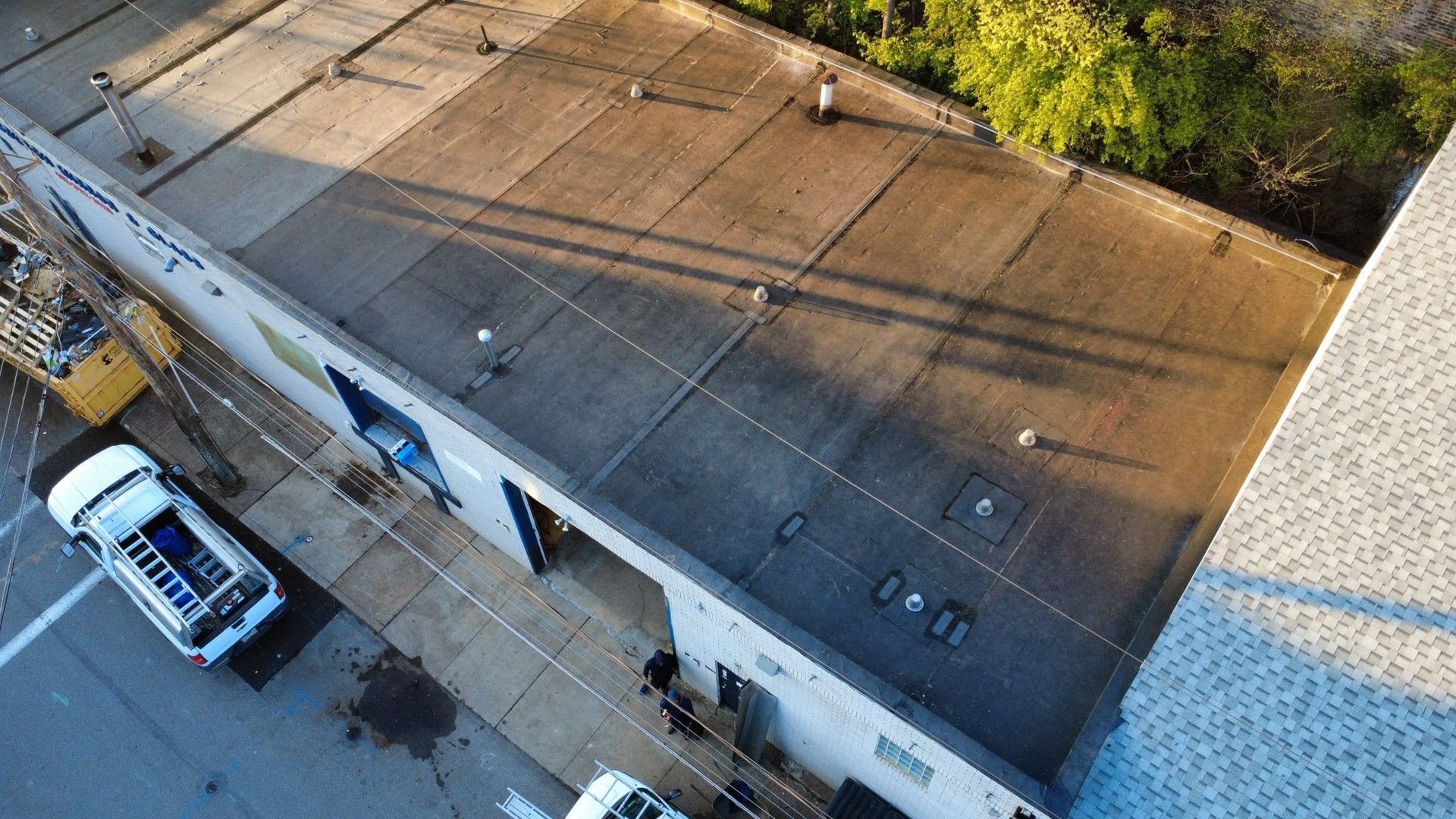 Commercial EPDM flat roof installed by Malick Brothers Exteriors in Pittsburgh