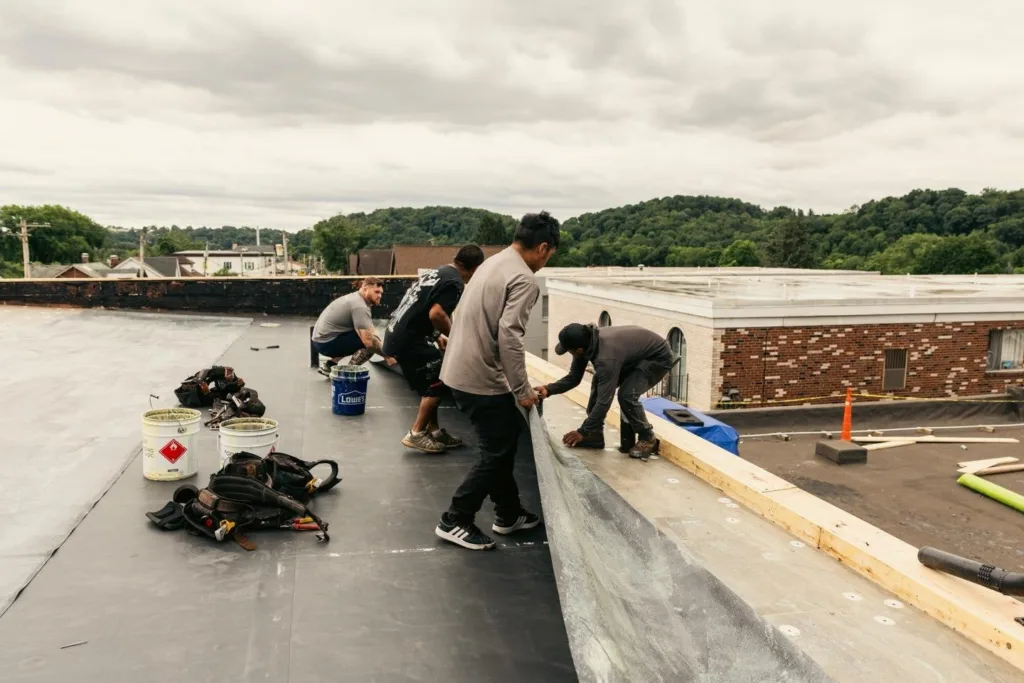 Flat roof installed by Malick Brothers Exteriors in Pittsburgh
