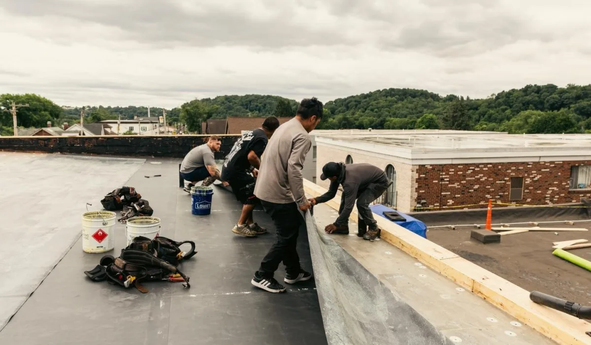 Flat roof installed by Malick Brothers Exteriors in Pittsburgh