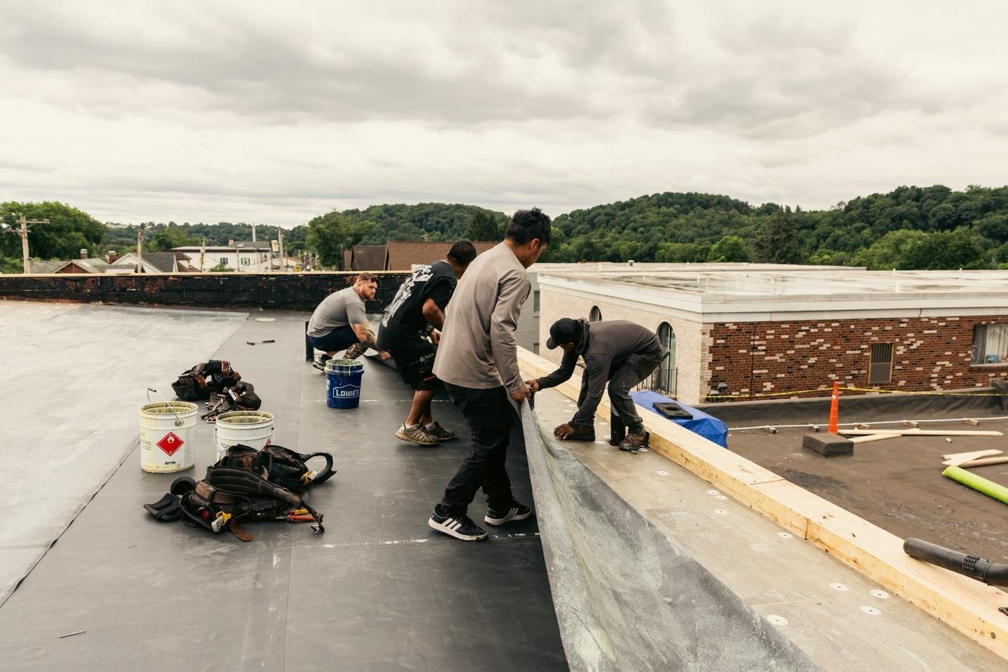 Flat roof installed by Malick Brothers Exteriors in Pittsburgh