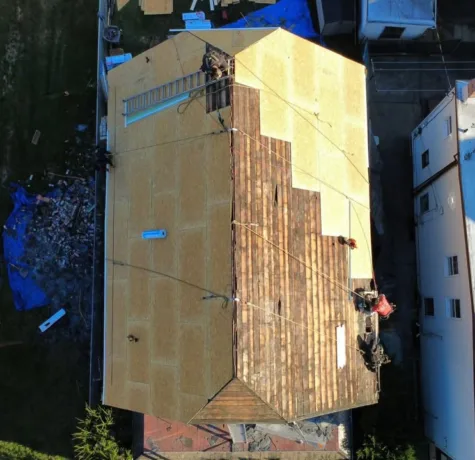 New plywood roof decking installed by Malick Brothers Exteriors on a Morningside home in Pittsburgh