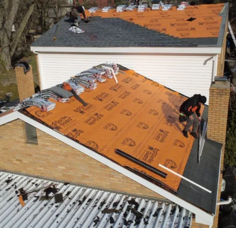 Malick Brothers crew replacing a roof in the Pittsburgh area